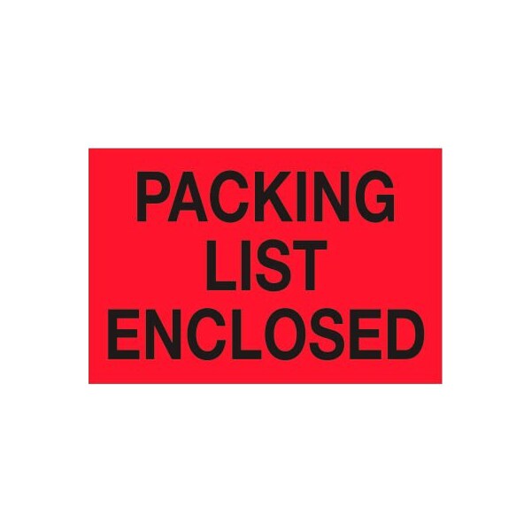 Paper Labels w/ "Packing List Enclosed" Print, 2"L x 3"W, Red & Black, Roll of 500