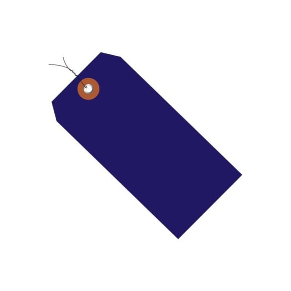 Plastic Shipping Tags, Pre Wired, #8, 6-1/4"L x 3-1/8"W, Blue, 100/Pack