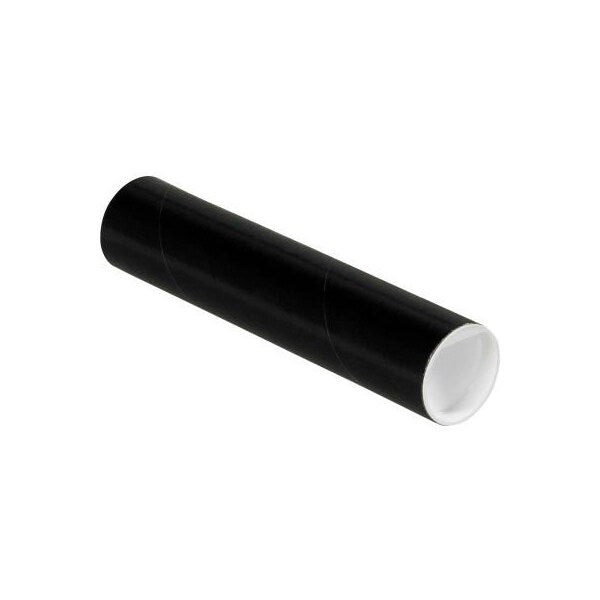 Colored Mailing Tubes With Caps, 2" Dia. x 9"L, 0.06" Thick, Black, 50/Pack