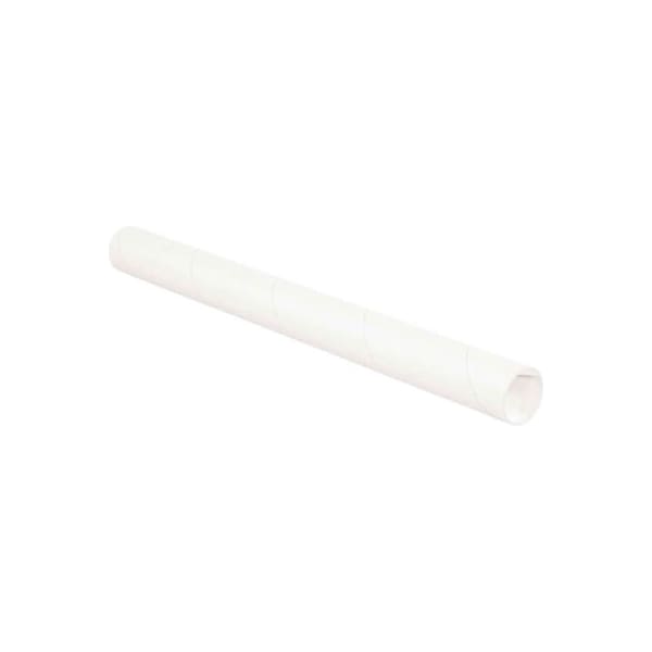 Mailing Tubes With Caps, 2" Dia. x 24"L, 0.06" Thick, White, 50/Pack