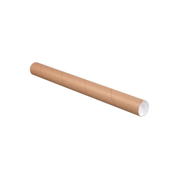 Mailing Tubes With Caps, 2-1/2" Dia. x 18"L, 0.07" Thick, Kraft, 34/Pack