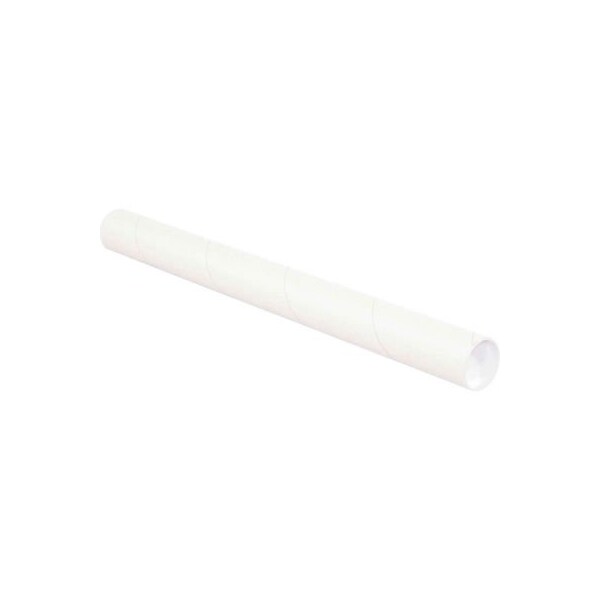 Mailing Tubes With Caps, 2-1/2" Dia. x 18"L, 0.07" Thick, White, 34/Pack