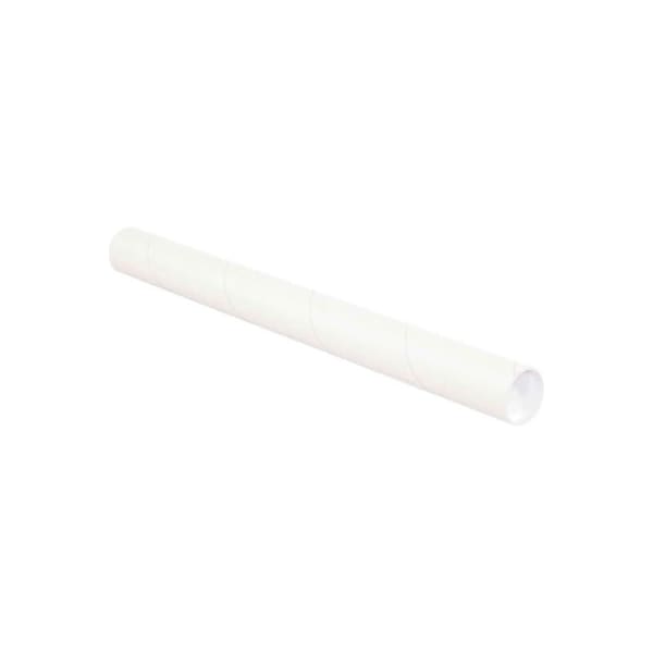 Mailing Tubes With Caps, 2-1/2" Dia. x 24"L, 0.07" Thick, White, 34/Pack