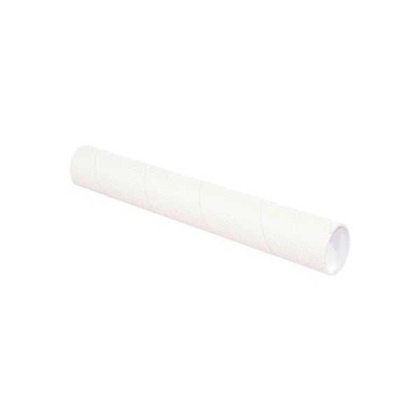 Mailing Tubes With Caps, 3" Dia. x 30"L, 0.07" Thick, White, 24/Pack