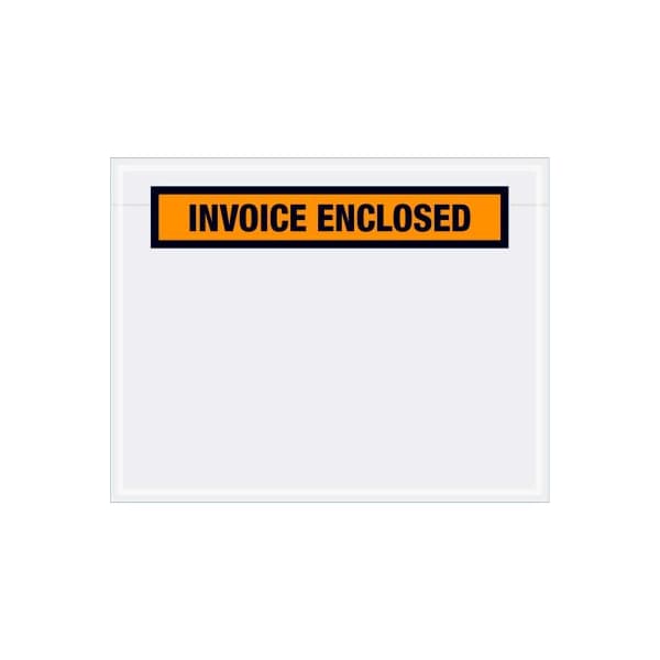 Panel Face Envelopes, "Invoice Enclosed" Print, 5-1/2"L x 7"W, Orange, 1000/Pack