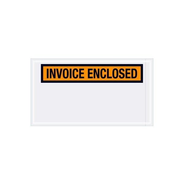Panel Face Envelopes, "Invoice Enclosed" Print, 10"L x 5-1/2"W, Orange, 1000/Pack