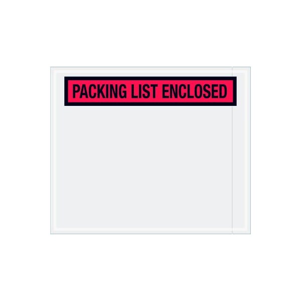 Panel Face Envelopes, "Packing List Enclosed" Print, 12"L x 10"W, Red, 500/Pack