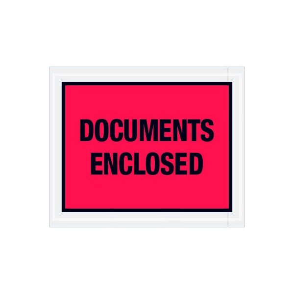 Full Face Envelopes, "Documents Enclosed" Print, 5-1/2"L x 4-1/2"W, Red, 1000/Pack