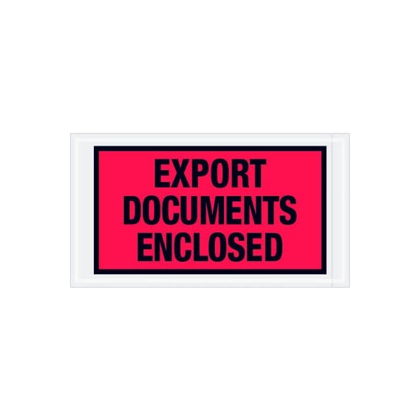 Full Face Envelopes, "Export Documents Enclosed" Print, 10"L x 5-1/2"W, Red, 1000/Pack
