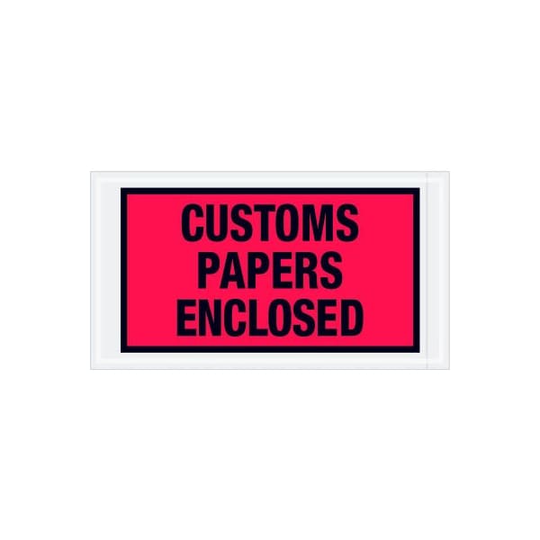 Full Face Envelopes, "Custom Papers Enclosed" Print, 10"L x 5-1/2"W, Red, 1000/Pack