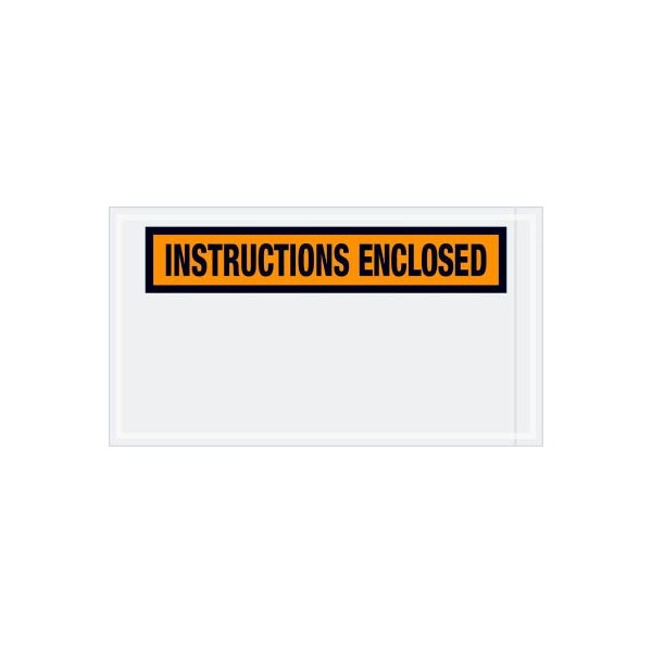 Panel Face Envelopes, "Instructions Enclosed" Print, 10"L x 5-1/2"W, Orange, 1000/Pack