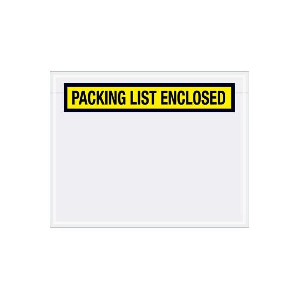Panel Face Envelopes, "Packing List Enclosed" Print, 7"L x 5-1/2"W, Yellow, 1000/Pack