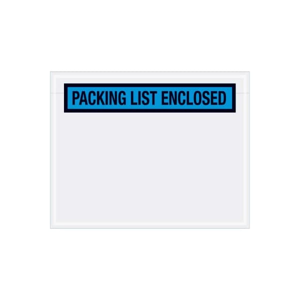 Panel Face Envelopes, "Packing List Enclosed" Print, 7"L x 5-1/2"W, Blue, 1000/Pack