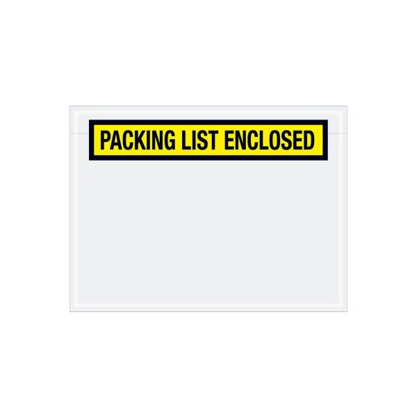 Panel Face Envelopes, "Packing List Enclosed" Print, 6-3/4"L x 5"W, Yellow, 1000/Pack
