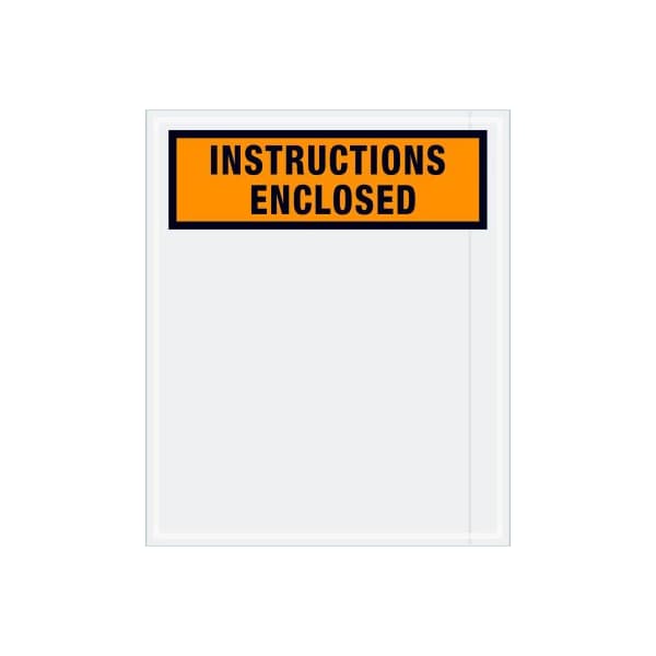 Panel Face Envelopes, "Instructions Enclosed" Print, 10"L x 12"W, Orange, 500/Pack