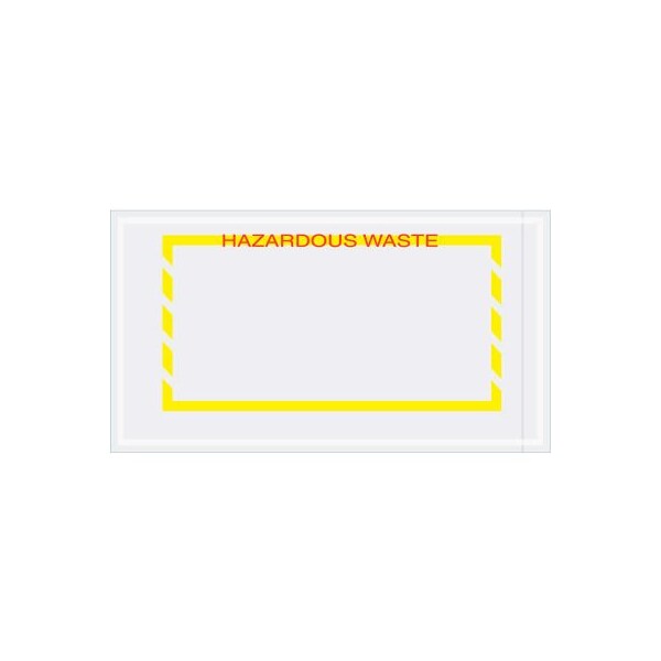 Panel Face Envelopes w/ "Hazardous Waste" Print, 10"L x 5-1/2"W, Yellow/Red, 1000/Pack