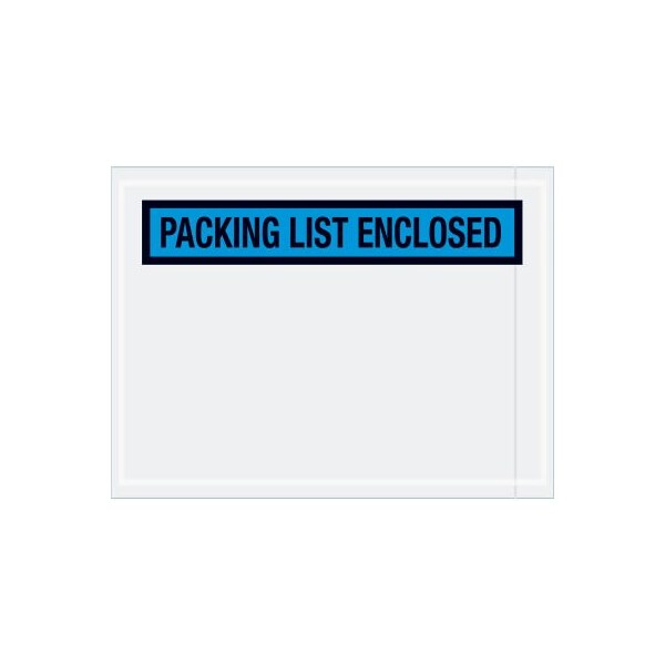 Panel Face Envelopes, "Packing List Enclosed" Print, 6"L x 4-1/2"W, Blue, 1000/Pack