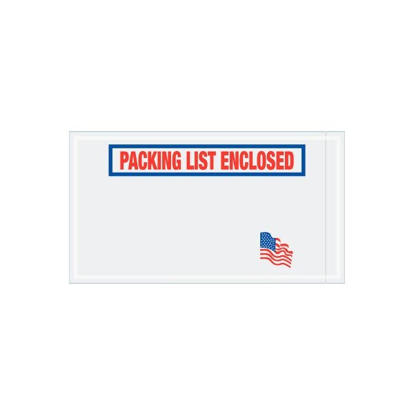 USA Flag Envelopes, "Packing List Enclosed" Print, 10"L x 5-1/2"W, Red/White/Blue, 1000/Pack