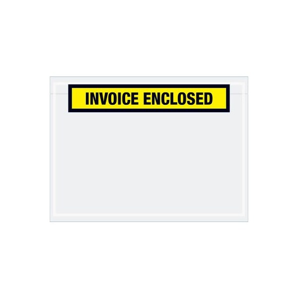 Panel Face Envelopes, "Invoice Enclosed" Print, 5-1/2"L x 7-1/2"W, Yellow, 1000/Pack