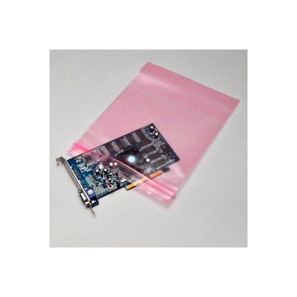 Reclosable Anti Static Bags, 12"W x 9"L 4 Mil, Pink, 1000/Pack