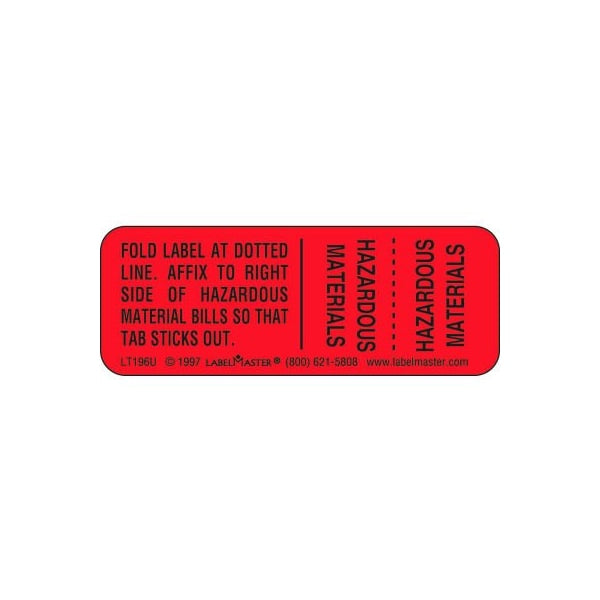 LabelMaster® LT196U Hazmat Shipping Paper Tab, Paper, 500/Roll