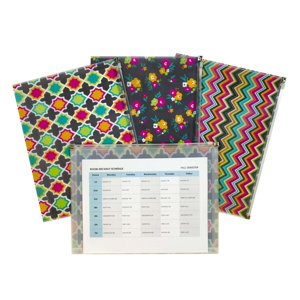 Bold Basics Zip 'N Go Reusable Envelope, Assorted, 3PK Set of 12 PK, 36PK