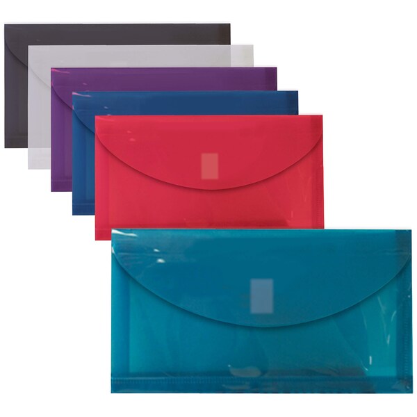 Reusable Poly Envelopes, 975in x 55in Asst'd Colors, Transparent, Side Loading, 1in Gusset, 36PK