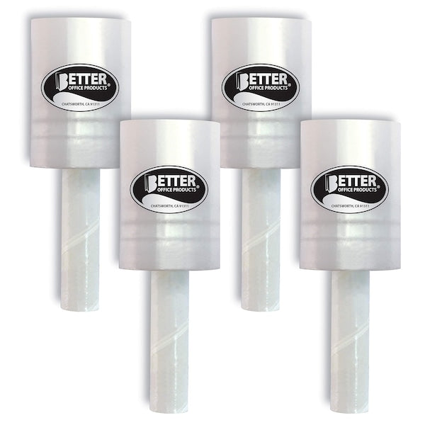 Mini Stretch Wrap W/Easy Grip Handle, Self-Dispensing, 5 in x 1000 ft Per Roll, 80 Gauge, 4PK
