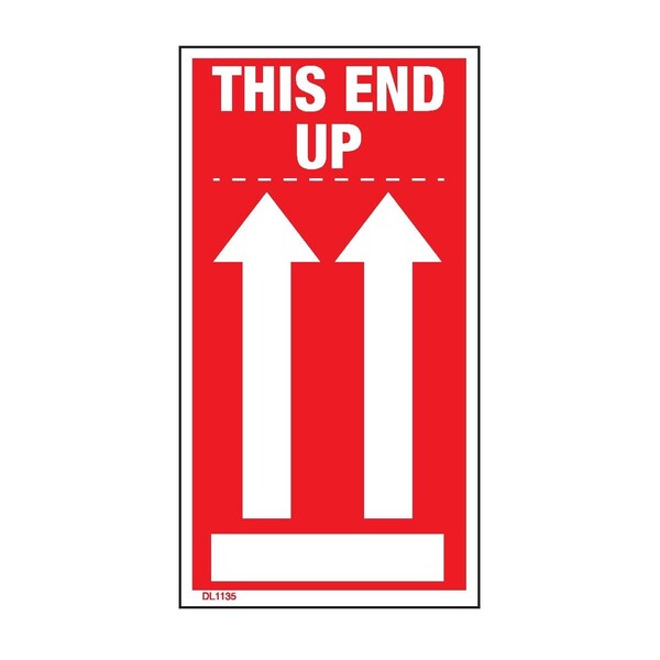 Label, DL1135, THIS END UP - ARROWS, 2" X 3-3/4"