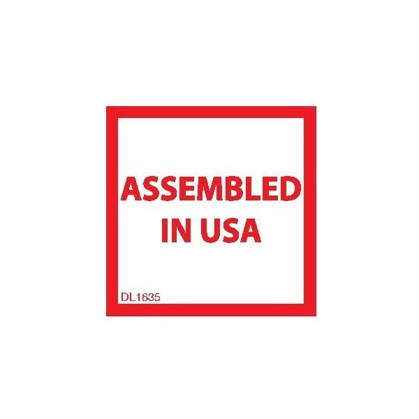 Label, DL1635, ASSEMBLED IN USA, 1" X 1"