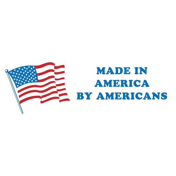 Label, DL1665, FLAG MADE IN AMERICA BY AMERICANS, 2" X 6"