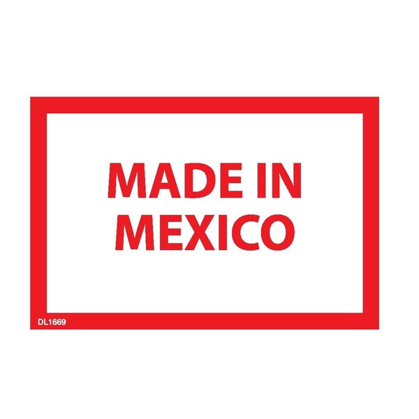 Label, DL1669, MADE IN MEXICO, 2" X 3"