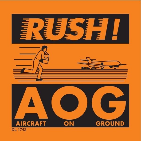 Label, DL1742, RUSH! A O G, 4" X 4"