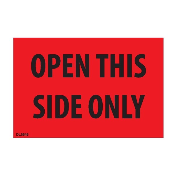 Label, DL3646, OPEN THIS SIDE ONLY, 2" X 3"