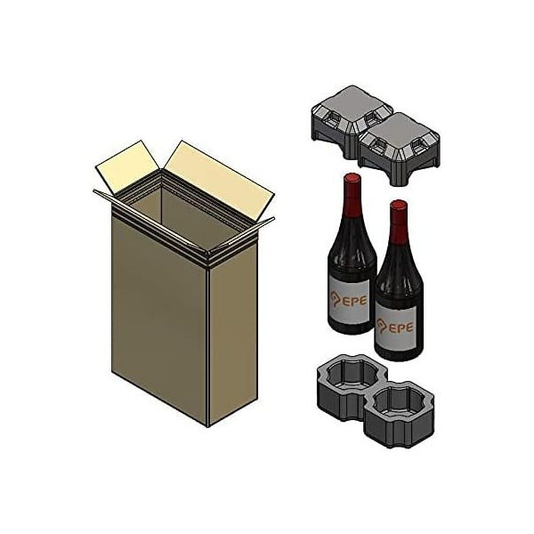Universal Wine Shipping Box, Double Bottle