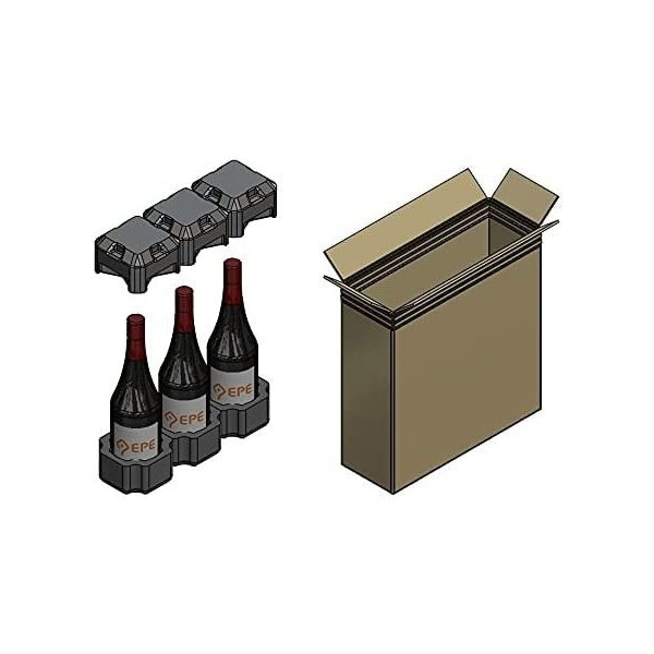 Universal Wine Shipping Box, Triple Bottle, 4 Count