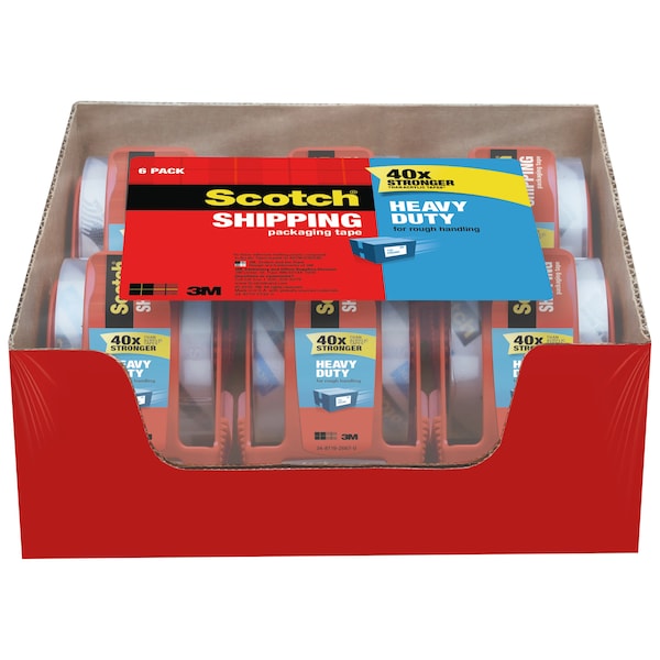 Heavy-Duty Shipping Packing Tape In Dispenser, 1.88" x 800", PK6