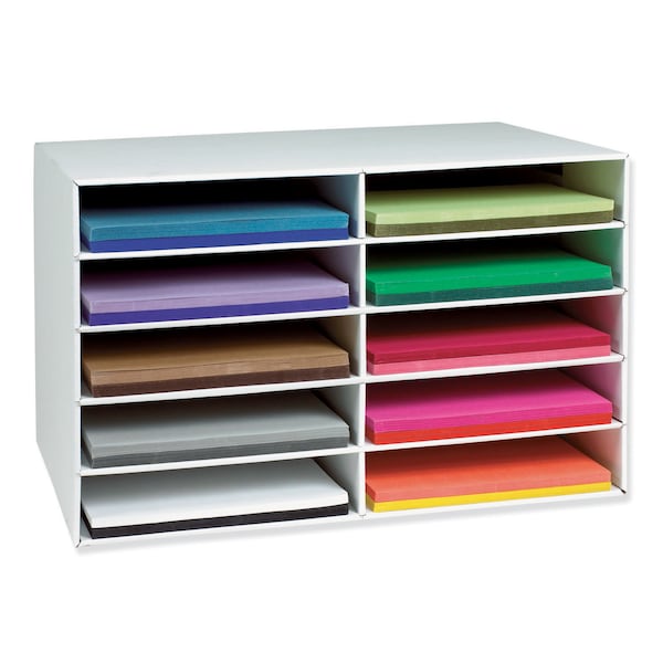 Classroom Keepers® 12 x 18 Construction Paper Storage, 10-Slot, White