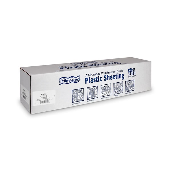 Film-Gard Plastic Sheeting 4 mil X 20 ft. W X 50 ft. L Polyethylene Black 1 pk