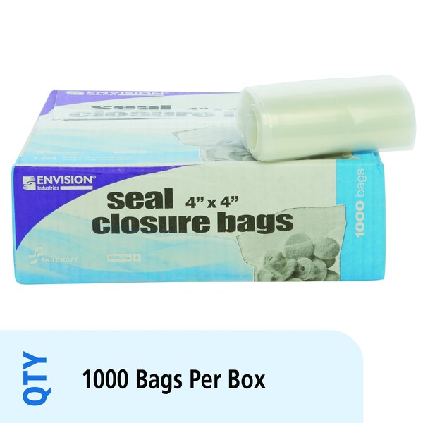Clear Resealable Zipper Seal Storage Bags 4 x 4 Case of 1000 Bags, 1000PK
