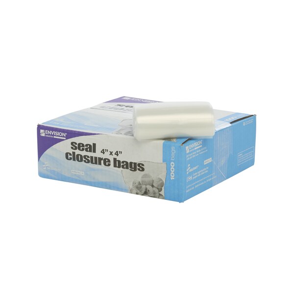 Clear Resealable Zipper Seal Storage Bags 4 x 4 Case of 1000 Bags, 1000PK
