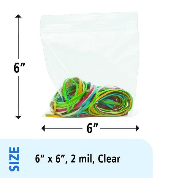 Clear Resealable Zipper Seal Storage Bags 6 x 6 Case of 1000 Bags, 1000PK