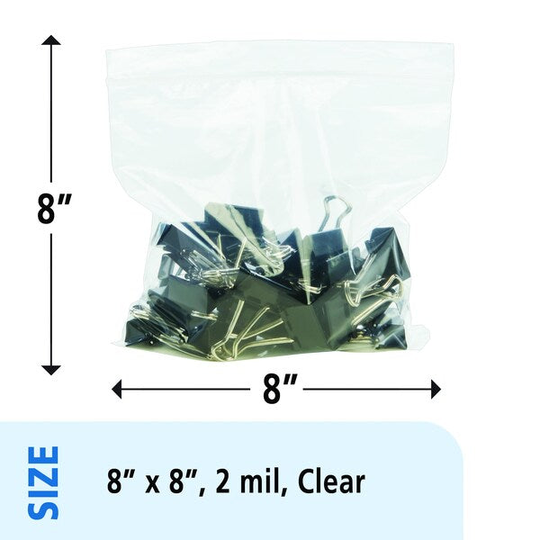 Clear Resealable Zipper Seal Storage Bags 8 x 8 Case of 1000 Bags, 1000PK