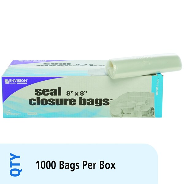 Clear Resealable Zipper Seal Storage Bags 8 x 8 Case of 1000 Bags, 1000PK