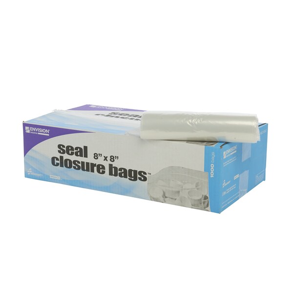 Clear Resealable Zipper Seal Storage Bags 8 x 8 Case of 1000 Bags, 1000PK