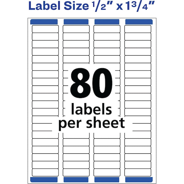 Easy Peel Wht Address Labels w/Sure Feed, Laser, 0.5x1.75, Wht, PK8000