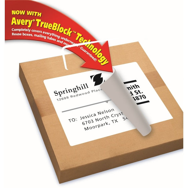 Shipping Labels w/TrueBlock Tech, Inkjet Printers, 8.5x11, White, PK25