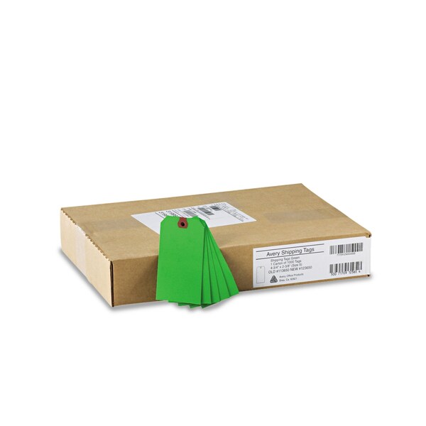Unstrung Shipping Tags, 11.5 pt. Stock, 4.75 x 2.38, Green, 1000PK