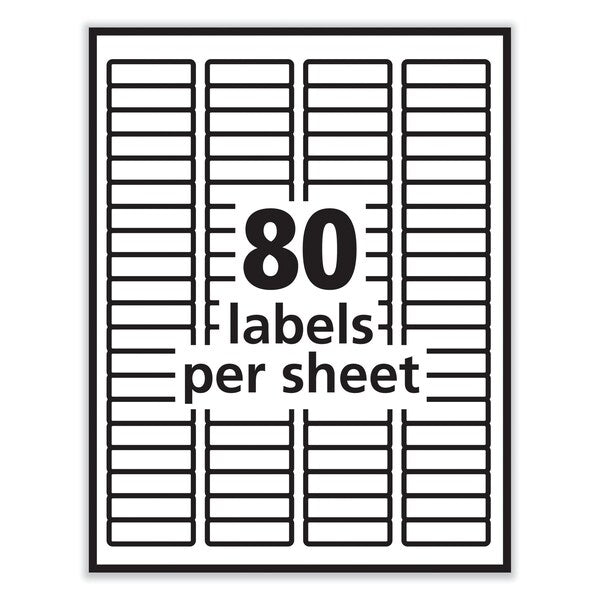 Labels, Inkjet/Laser Printers, 0.5 x 1.75, White, PK8000