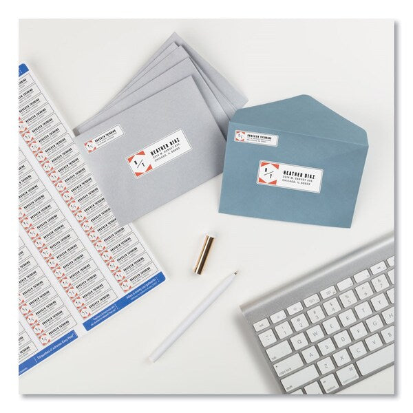 Easy Peel Wht Address Labels w/Sure Feed, Laser, 0.5x1.75, Wht, PK8000